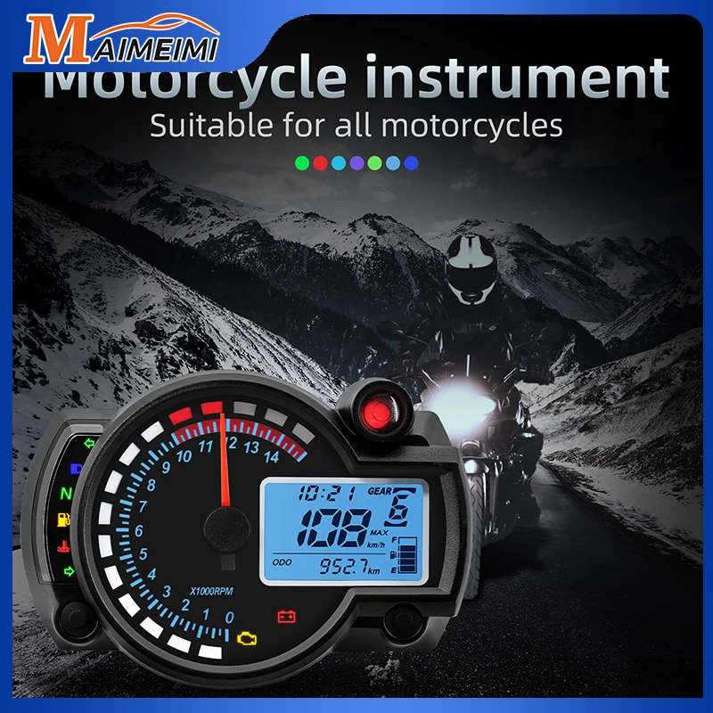 2023 Универсальный ЖК Цифровой Мотоцикл 7 цветов измеритель скорости макс. 299 км/ч приборная панель Новый одометр спидометр прибор