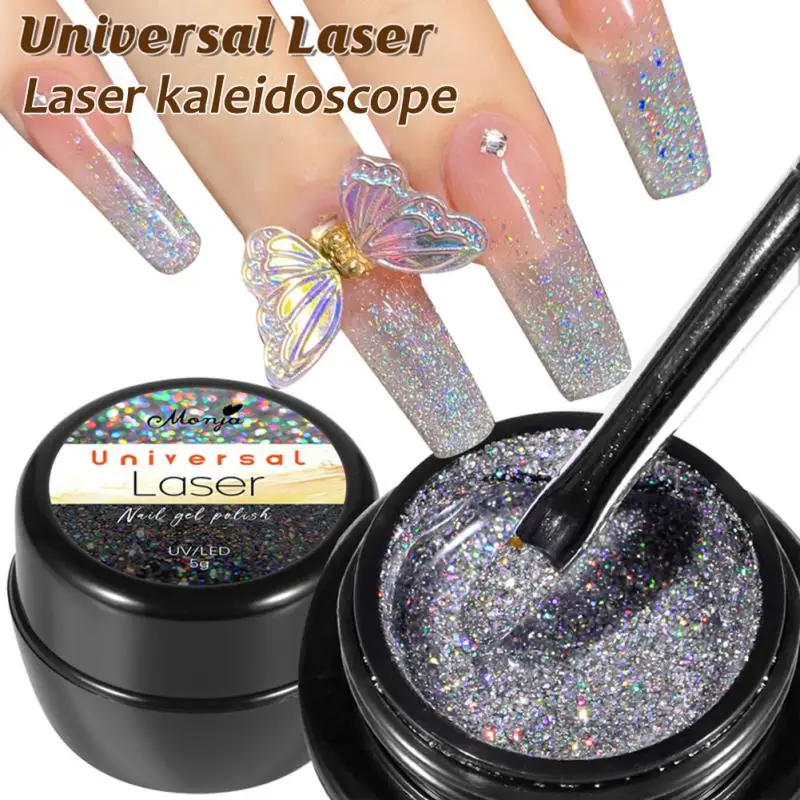 

5ml Reflective Glitter Rubber Base Gel Nail Polish Glass Bottle Sparkling Sequins Soak Off UV Gel For Manicure Nails Accessories
