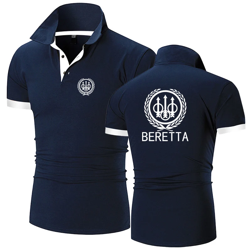 

Beretta Firearms 2023 Men's New Summer Hot Hight Quality Casual Polos Shirts Comfortable Short Sleeves Slim Fit Sold Color Tops