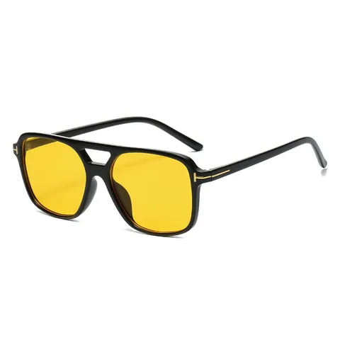 Солнцезащитные очки в винтажном стиле женские, квадратные модные дизайнерские солнечные очки в стиле ретро, чёрные, жёлтые, 2024