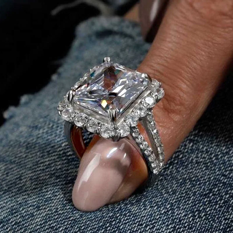 

New Elegant Geometric Cubic Zirconia Rings Women Luxury Fashion Engagement Wedding Bands Jewelry Statement Rings for Party