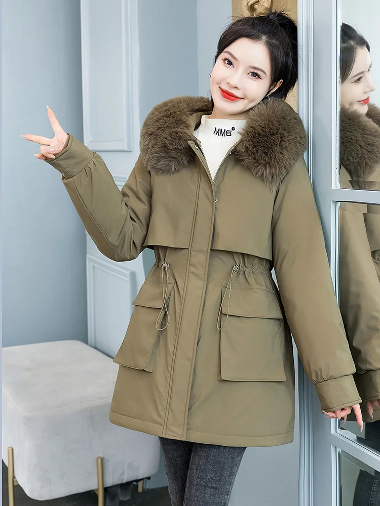 2023 Fashion New Winter Detachable Lnner Jacket Women Large Pocket Warm Casual Long Coat Hooded Cotton Parka