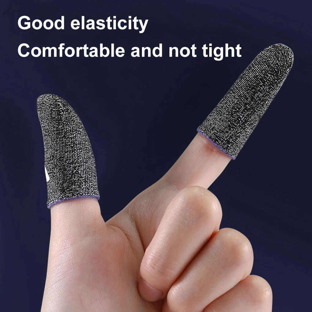 

5 Pairs Mobile Phone Gaming Fingertip Sleeves Sweat-proof Covers Breathable Ultrathin Silver Fiber Gloves