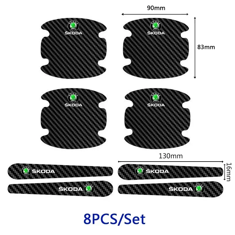 

Защитные наклейки для дверной ручки автомобиля Skoda, эмблема, наклейка, значок Yeti Karoq Fabia 2, Rapid Kodiaq Superb Kamiq Octavia Tour