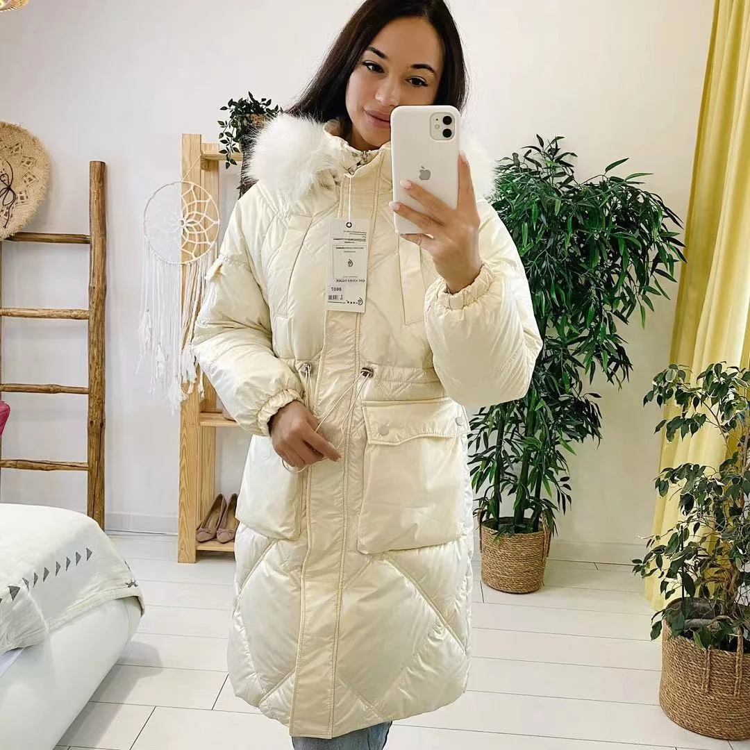 

-20 degrees Winter Women Long Parkas Jacket Casual Slim Shiny fabric Hooded Thick Warm Parkas Coat 2021 Fashion outwear parkas