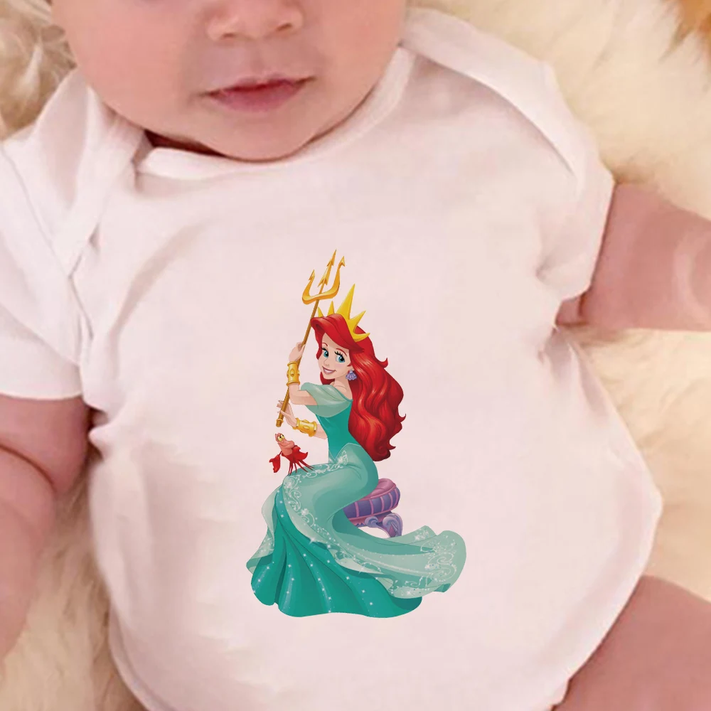 

Disney The Little Mermaid Ariel Princess Graphics Sweet Toddler Bodysuits Casual All-Match Four Seasons O-Neck Newborn Romper