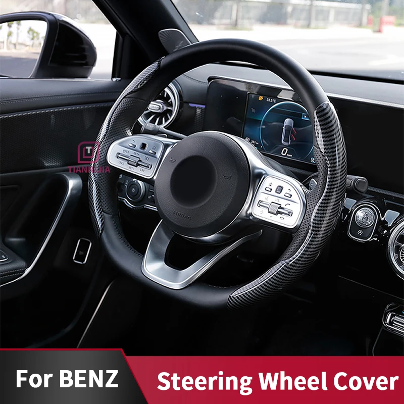 

Carbon Fiber Pattern Steering Wheel For Benz Cover Car interior Products Anti-skid Car ultra-thin Steering Wheel GLC Accessorie
