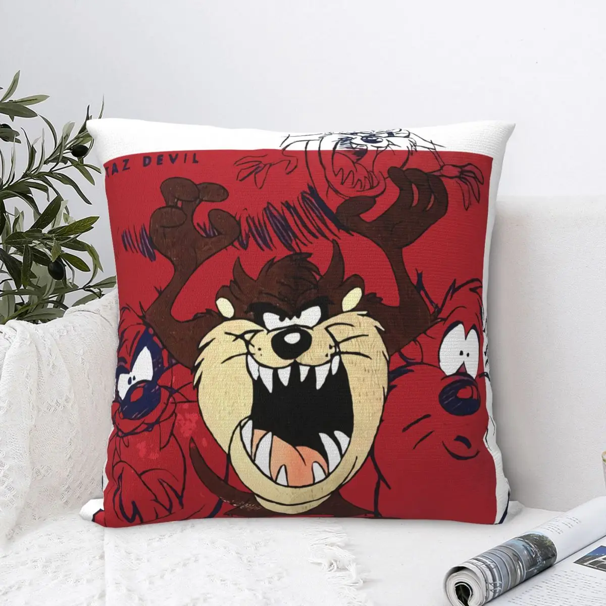 

Tazmanian Taz Devil Warner Printed Pillowcase Sofa Cushion Cover Office Simple Pillowcase Decorative Pillow