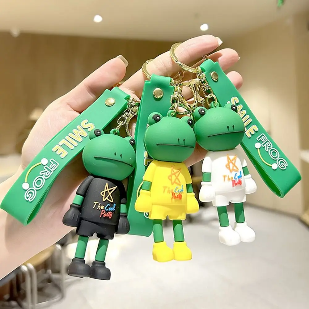 1Pc Personality Cartoon Long-legged Green Frog Keychain Frog Animal Doll Women Cute Bag Pendant Car Key Ring Cool Jewelry Gift