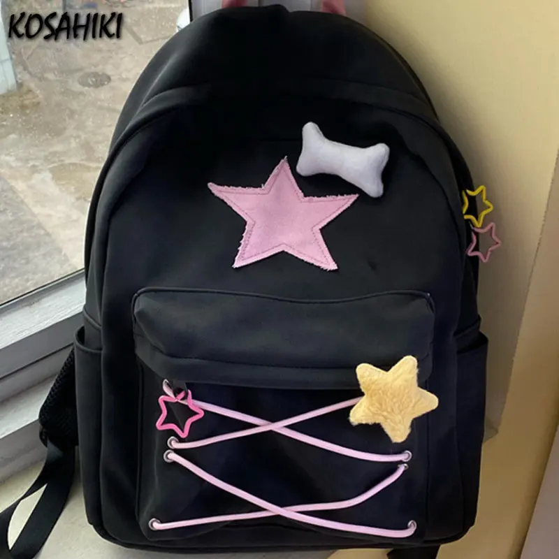 

Sweet Y2k Aesthetic Star Bandage Female Backpacks Casual Fashion Bags for Women High-capacity All Match Preppy Student Schoolbag