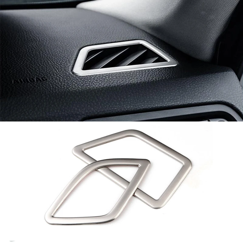 

2pcs Stainless Front Console Dashboard Upper Air Condition AC Vent Outlet Trim Cover For BMW 5 Series F10 11-2016