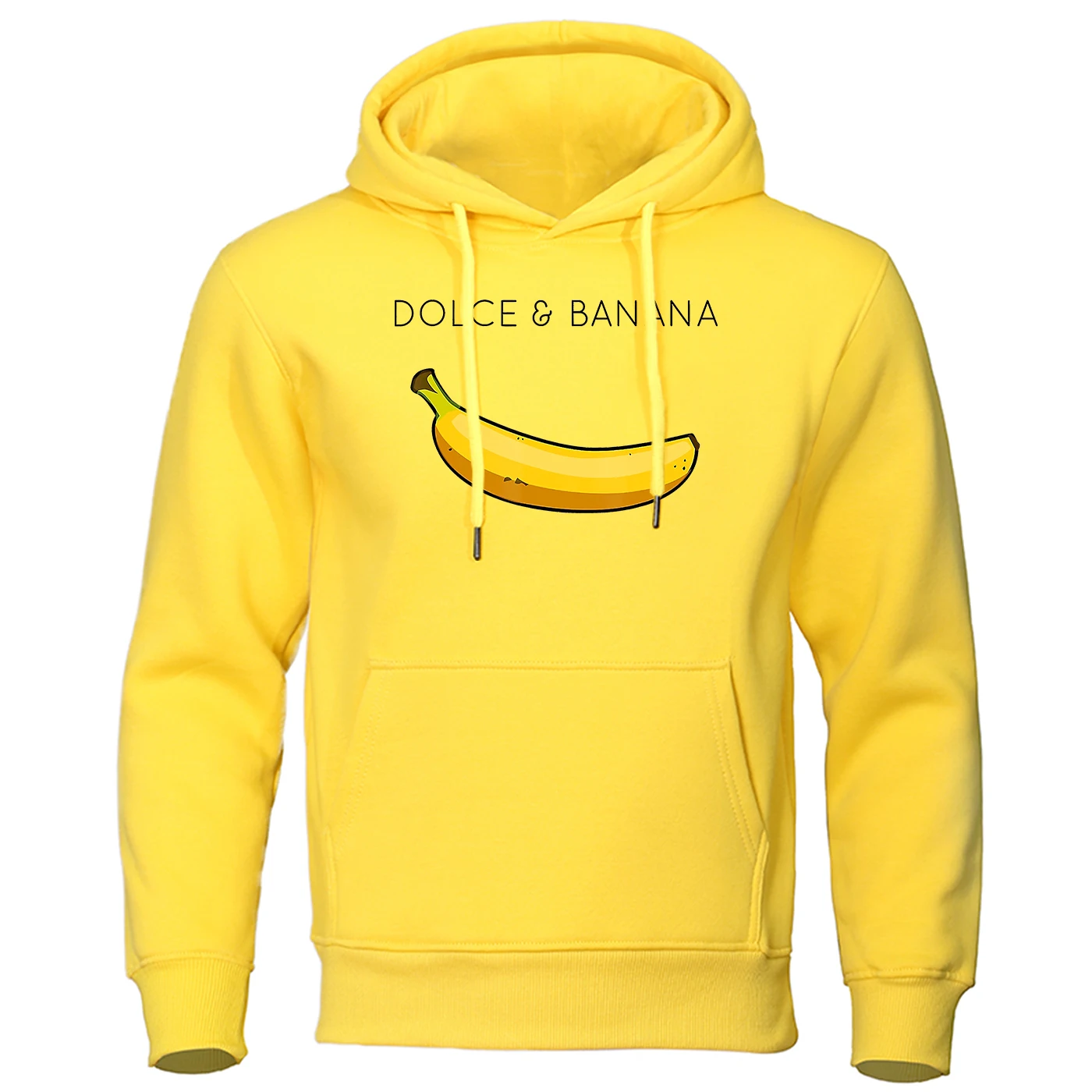 

Dolce &amp Banana Printing Men's Sweatshirt Fashion Casual Hoodies Autumn Loose Pullover Tops Pocket Fleece Warm Sportswear Male