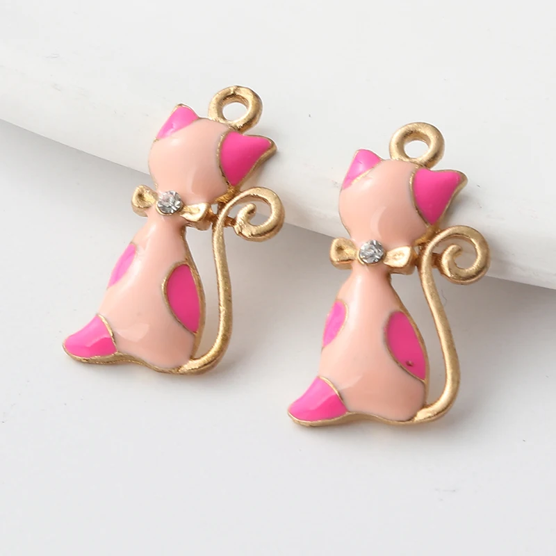 10 шт. эмалевые подвески в виде кошки