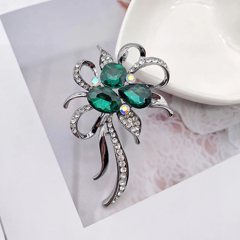 Новинка женская голубая Брошь Стразы в форме банта модное ювелирное изделие с