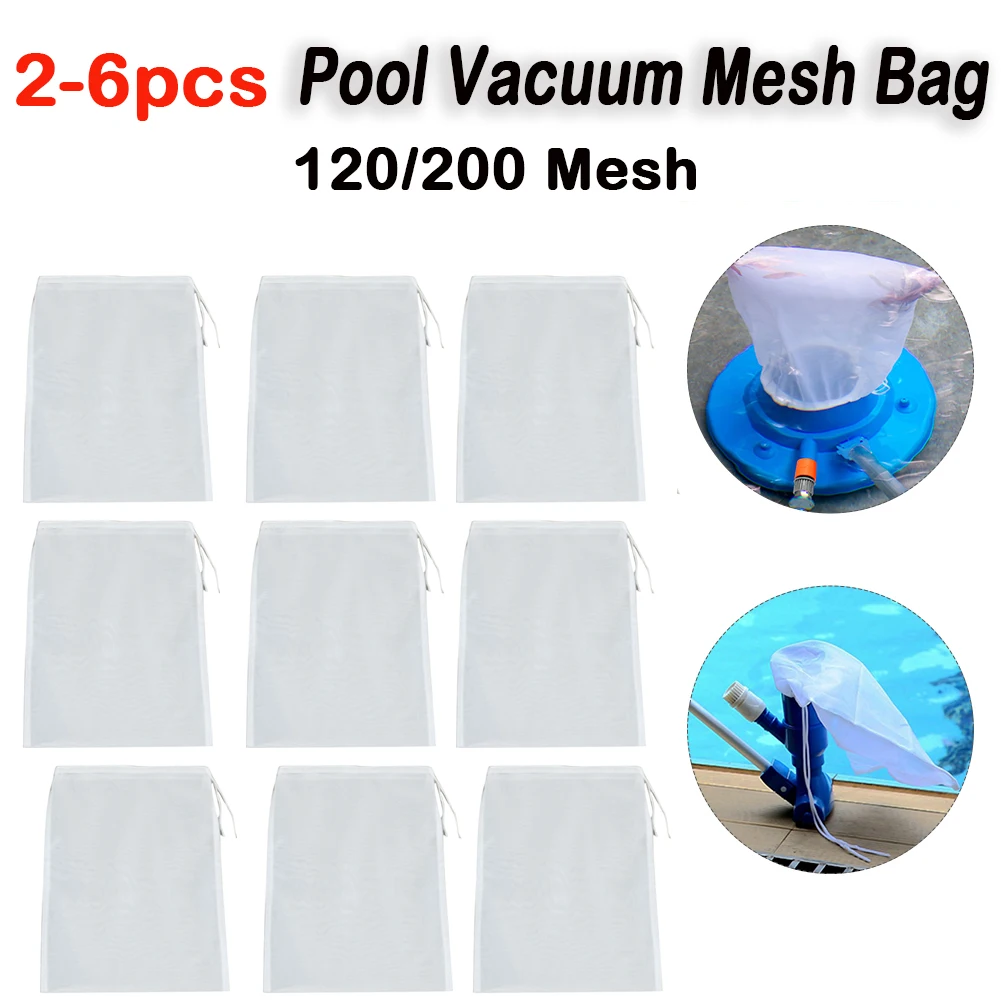 6-2pcs Pool Cleaner Suction Bag Fine Mesh for Swimming Pool Vacuum OPP Plastic Bag Fountain Spa Vacuum Cleaner Mesh Bag