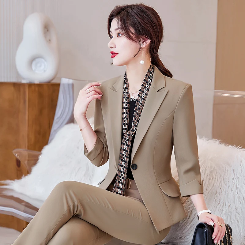 Spring Fall Fashion Office Blazer Women Business Suits Pant and Jacket Sets Ladies Work Uniform OL Style Pantsuits