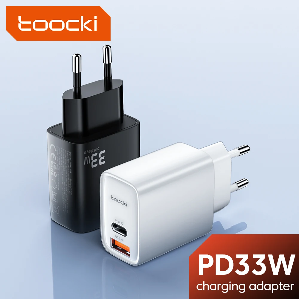 Двухпортовое Зарядное Устройство Toocki 33 Вт USB Type C QC PD 3.0 Адаптер Для Быстрой