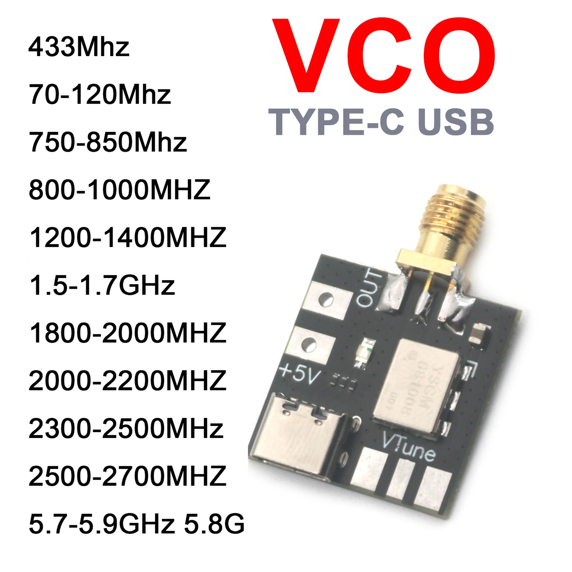 

Плата Разработки RF VCO 433/915/1,5 ГГц/2,4 ГГц/5,8 ГГц Генератор Сигналов С Контролем Напряжения Для Любительского Радио