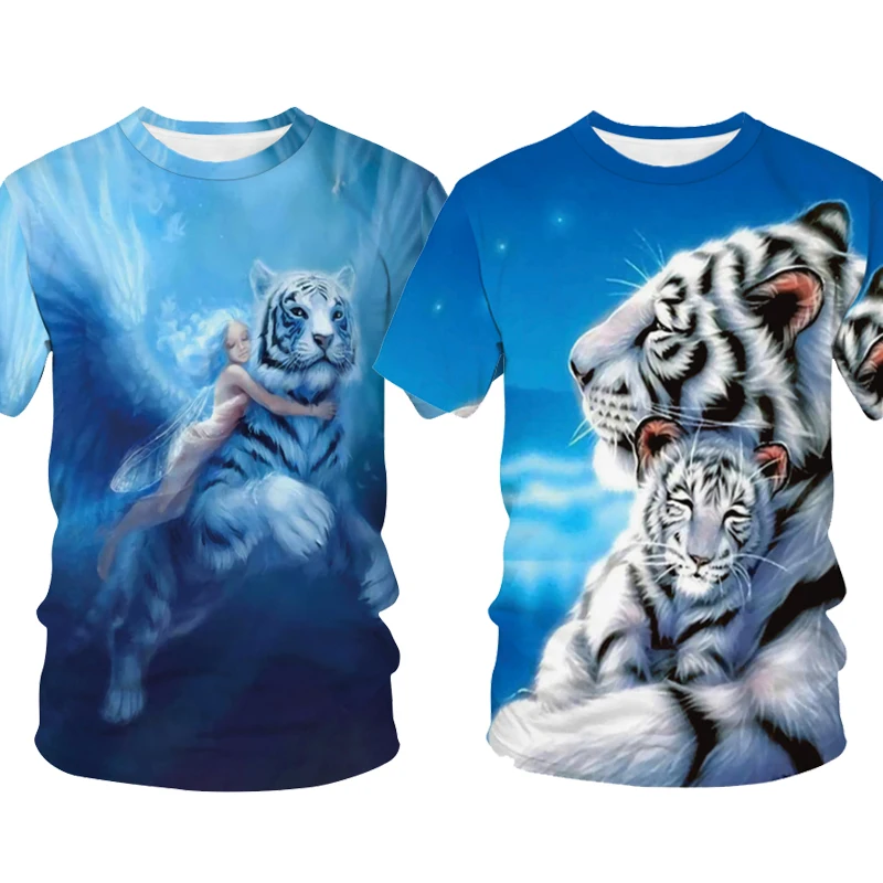 

Футболка мужская летняя оверсайз с коротким рукавом и мультяшным тигром