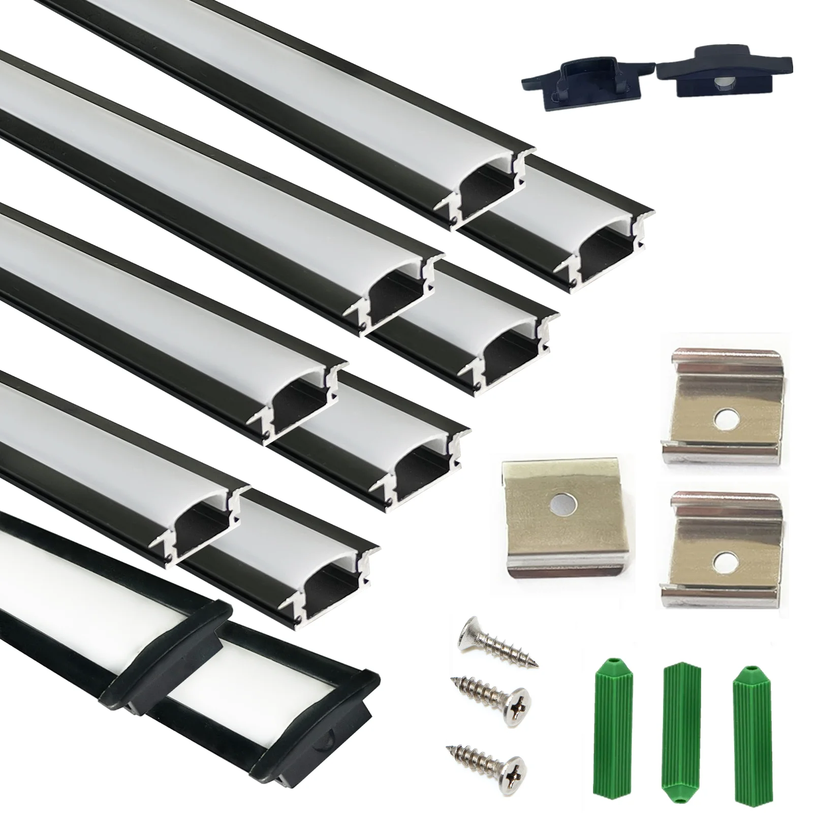 LED Strip Black Track Channel Diffuser 10-Pack 6.56FT ,23.5X