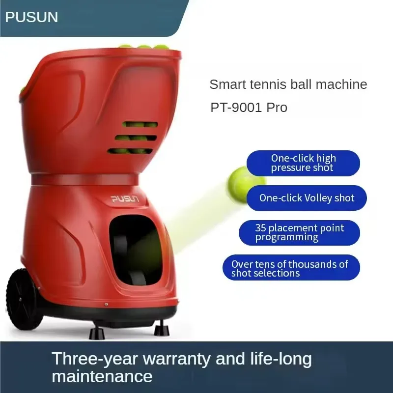 Фото Теннисный тренажер PUSUN PT 9001 из ABS-пластика для подачи мячей, на 180 мячей, красный, для тренировок №4