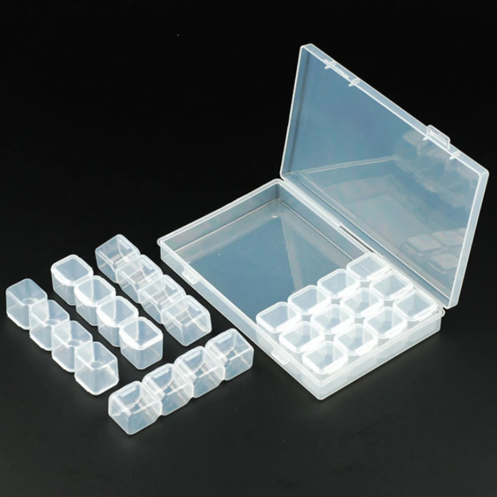 

1pc 28 Grids 5 Color Adjustable Jewelry Beads Pills Nail Art Tips Storage Box Case Hard Transparent Plastic Jewelry Tool Box