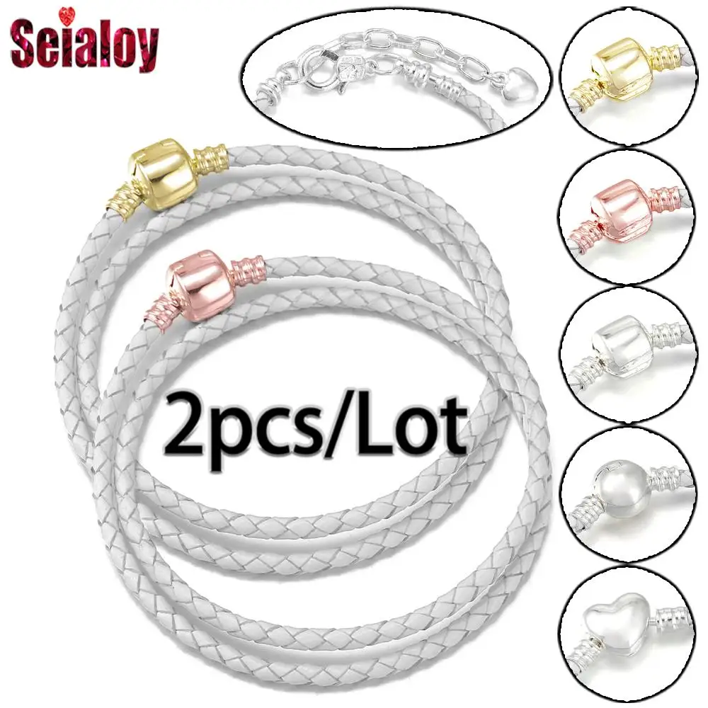Seialoy 6 видов стилей высокое качество 2 круглые белые браслеты из натуральной кожи