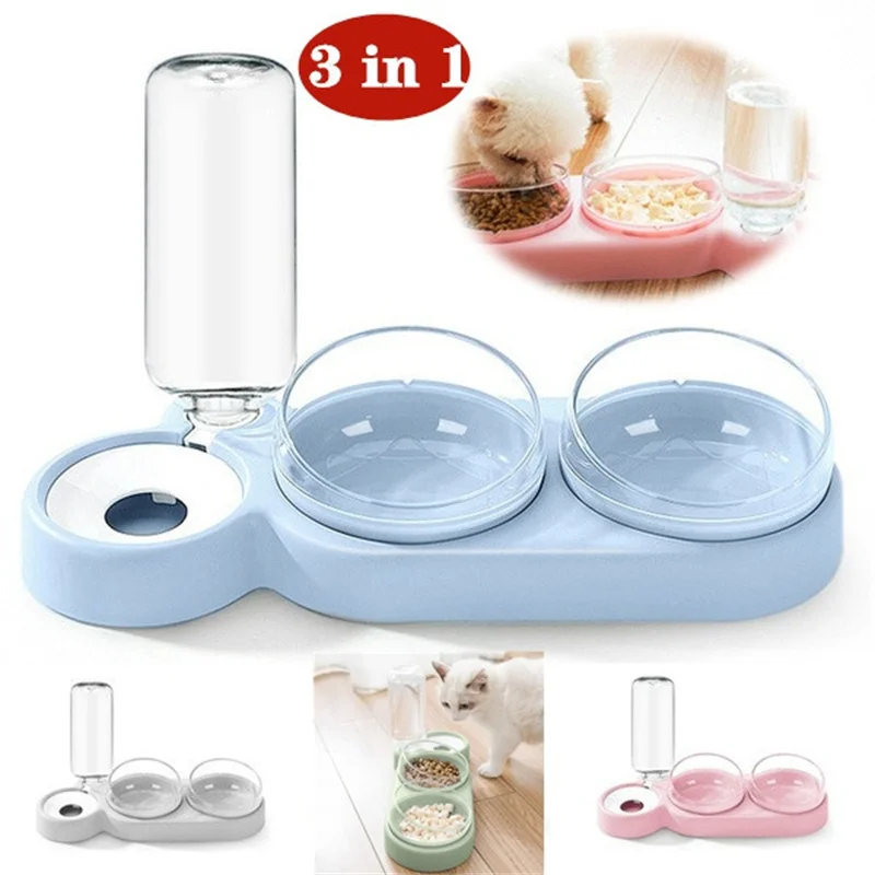 

3 Style Pet Dogs Cats Double Bowls Food Water Feeder Container Dispenser Drinking Pet Products Bowl for Cat Bowls and Drinkers