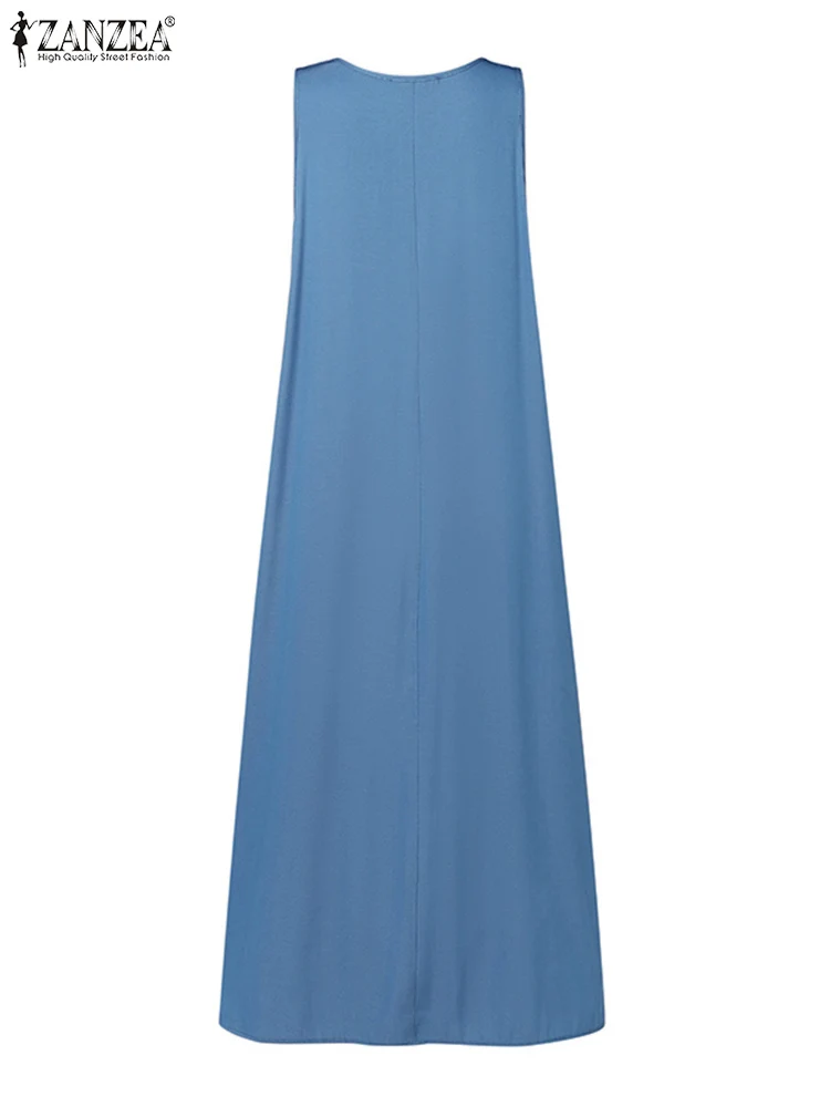 ZANZEA осенние винтажные мусульманские платья Абая женский комбинезон без рукавов