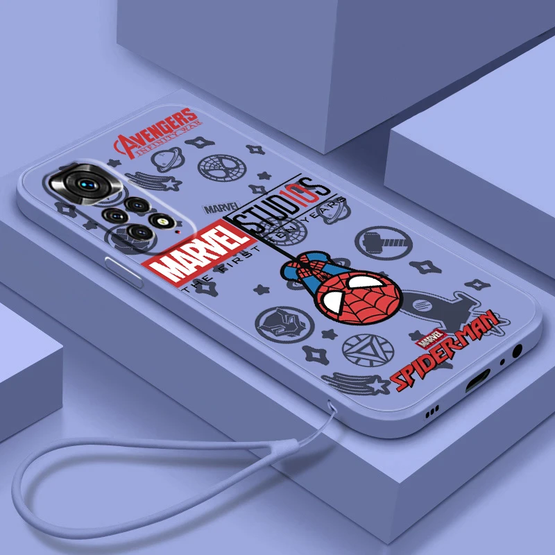 

Marvel Hero Spiderman Phone Case For Xiaomi Redmi Note 12 11T 11S 11E 10S 10T 10 9T Pro Plus Liquid Rope Funda Cover