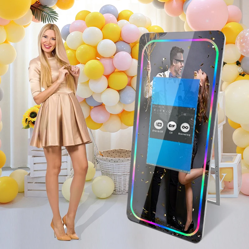 

Touch Screen Magic Mirror Photo Booth Machine Portable 40 65inch Mirror Magic Selfie Photo Booth For Parties Events With Camare