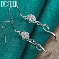 doteffil 925 sterling silver round ball 8mm aaa zircon drop earring for woman lady wedding engagement party fashion jewelry