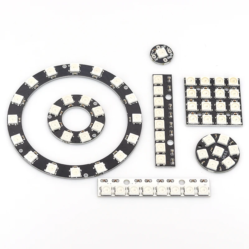 5 В 1 бит 3 4 7 8 9 12 16 24 32 64 WS2812 5050 RGB светодиодная кольцевая лампа + встроенные драйверы