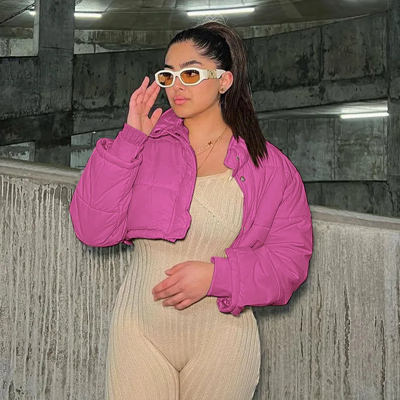 Collar Zipper Breasted Short Cotton Clothing Autumn Winter Fashion Temperament Casual Long Sleeve Coat Coat Winter Clothes Women