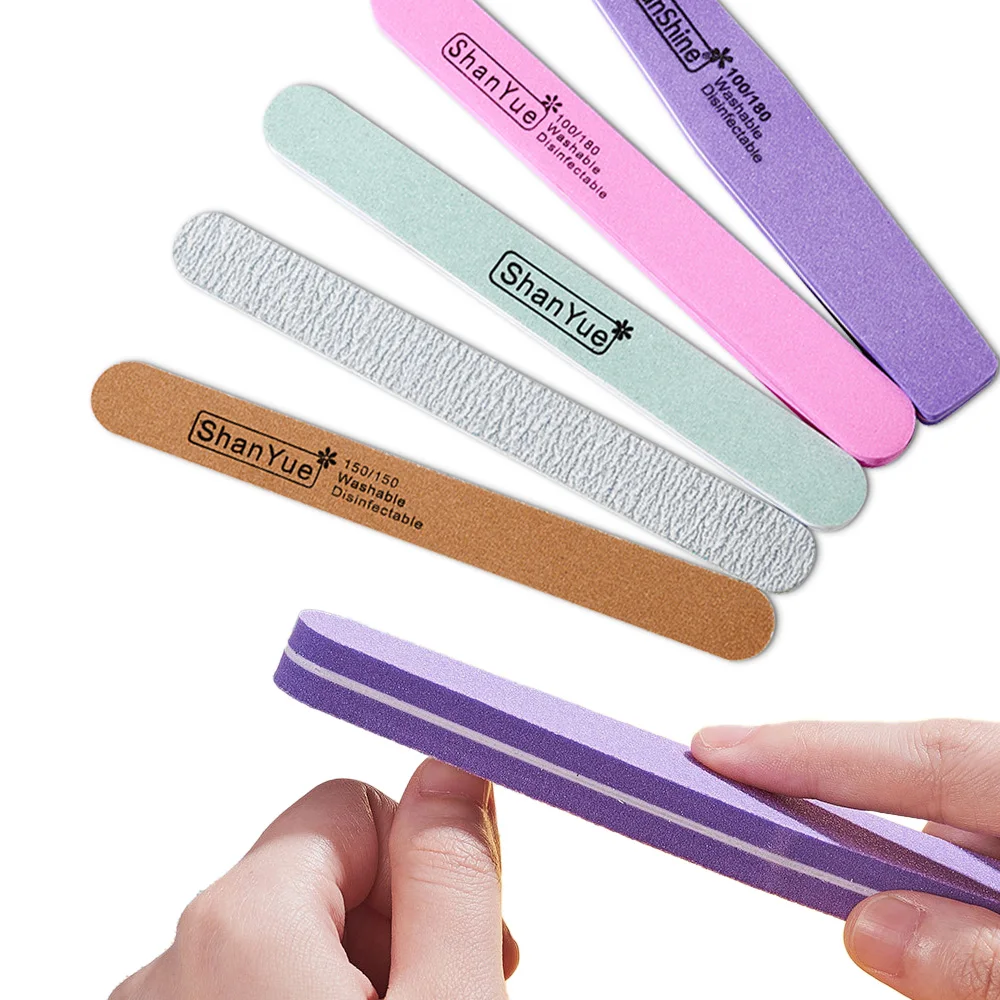

5/10Pcs Wooden Nail File Sandpaper Strong Thick Professional Nail File Buffer For Sanding Half Moon Polishing Manicure Tools 6pc