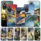 Черный матовый чехол из ТПУ для Huawei Honor 50 30 20 Pro 8X 9X Lite 8S 9S 9C 9A 20e 20s 30i, чехол для телефона с рисунком карпа, рыбалки