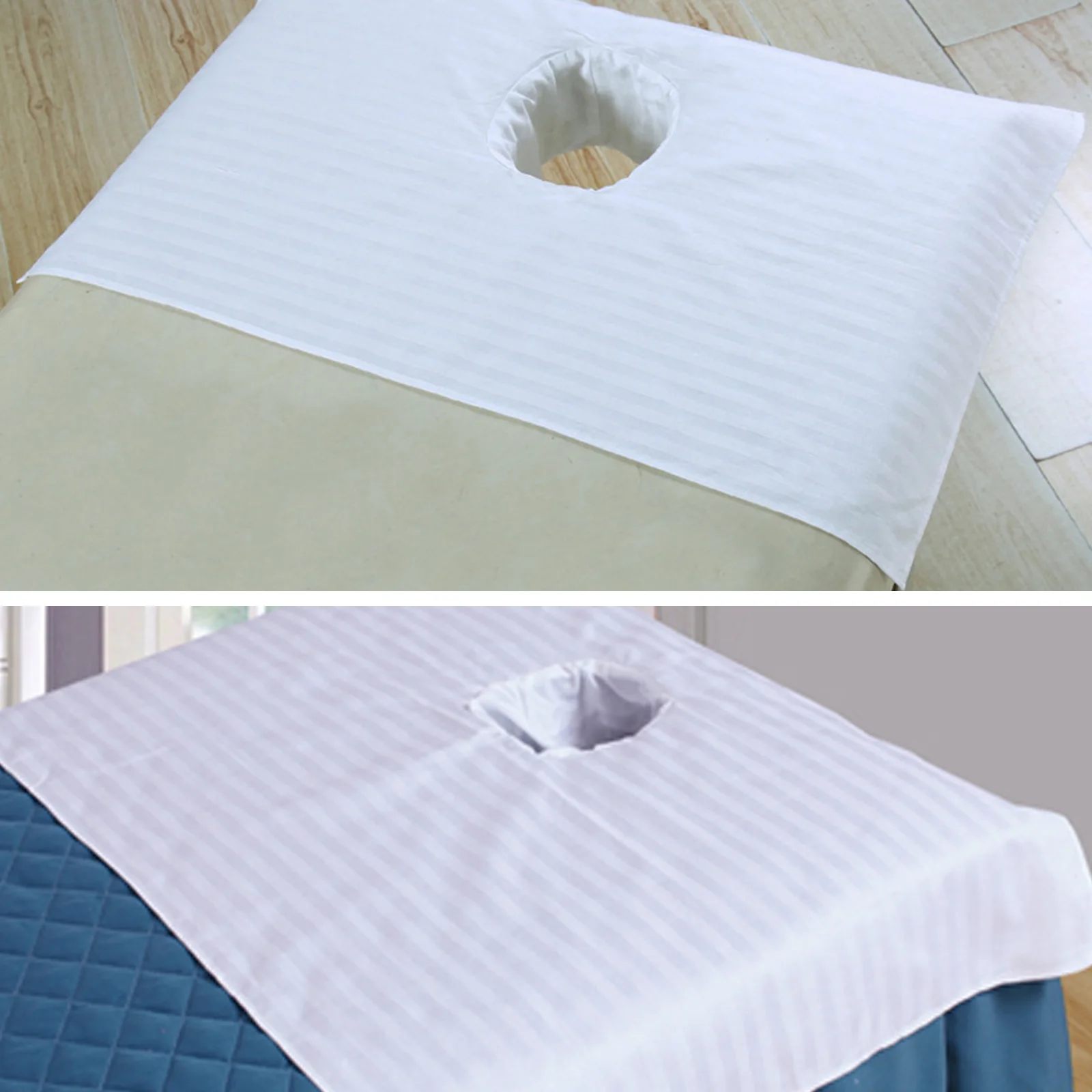 Cotton Spa Massage Table Cover 80*50cm Professional Beauty Slaon Bed Face Pads WIth Breath Hole Towel Cloth White 3PCS |