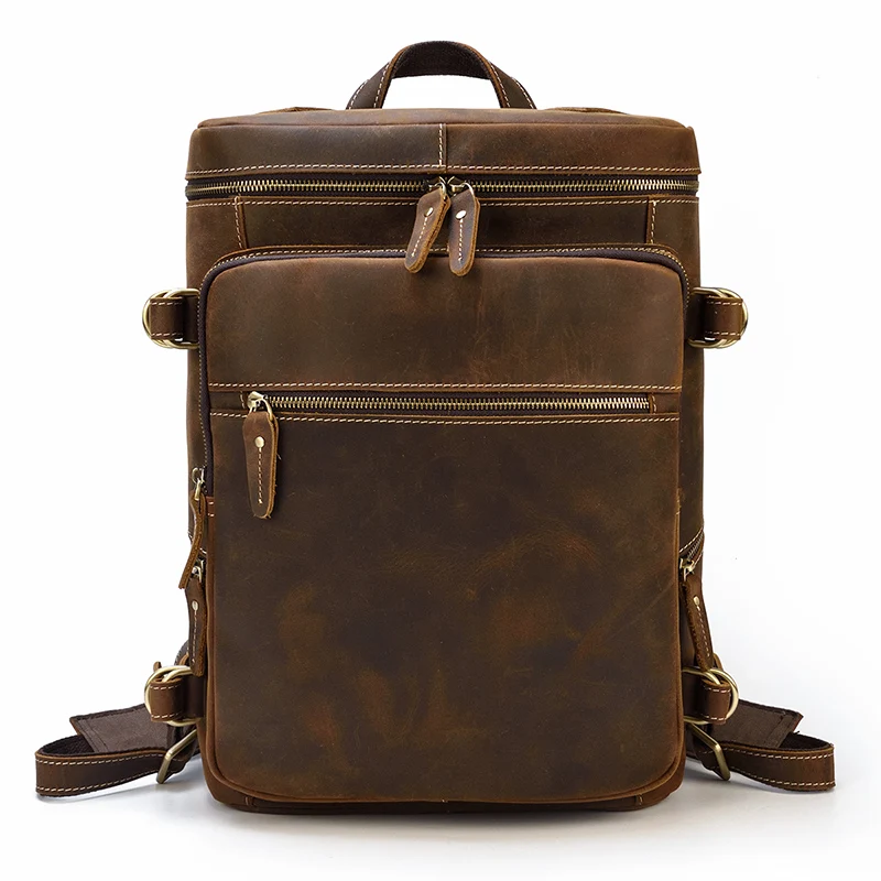 Men's Vintage Leather Backpack Leisure Outdoor Sports Bag For Men Laptop Bag High Capacity School Bags Men's Backpack Travel Bag