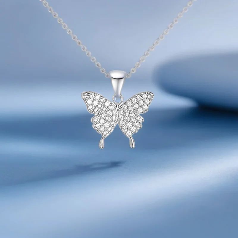 ChicСеребряное серебряное ожерелье с бабочкой изящный милый кулон для женщин