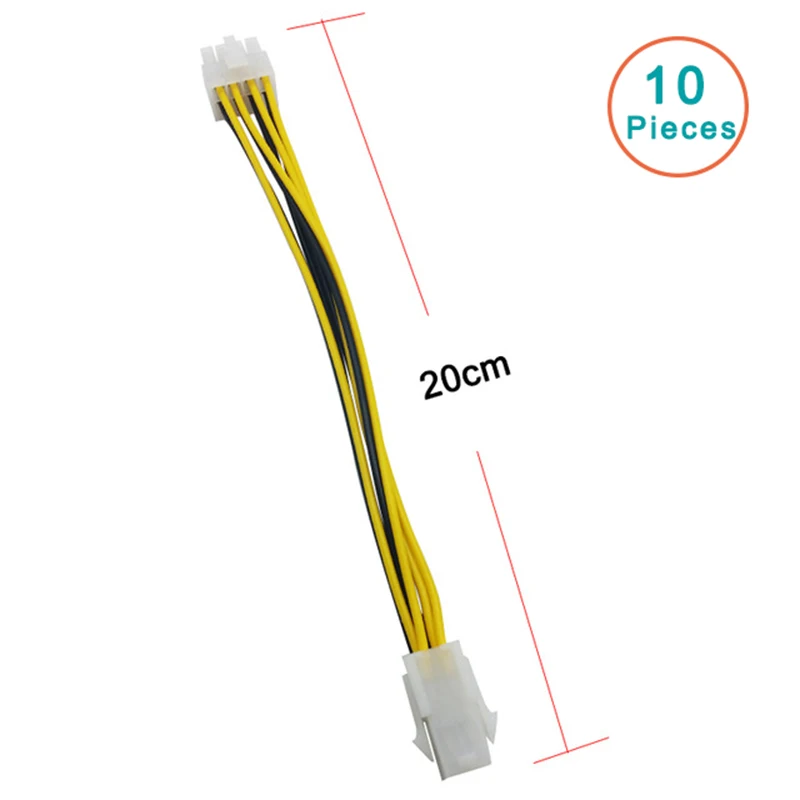 10 шт./лот 20 см ATX 4 Pin 4Pin к 8 pin 8Pin EPS 12V ATX материнская плата адаптер питания конвертер Кабель