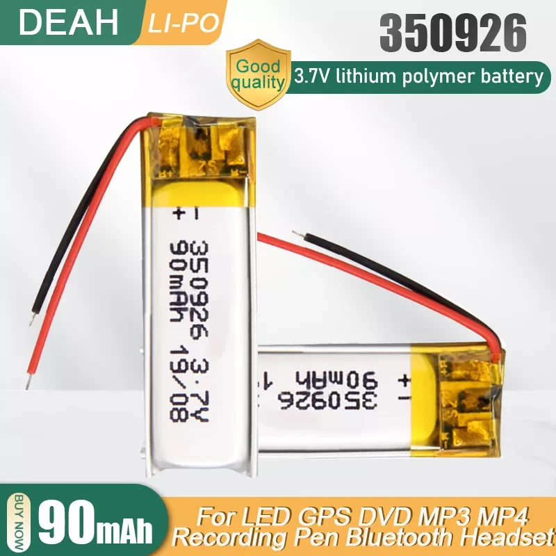

350926 3,7 V 90mAh литий-полимерная батарея для MP3 MP4 MP5 GPS Bluetooth наушников динамиков умных часов Li ion Cell