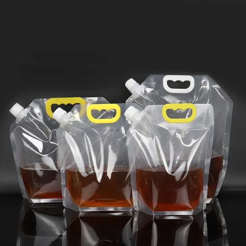 Прозрачные большие пакеты StoBag для упаковки жидкостей пластиковая ручка питья