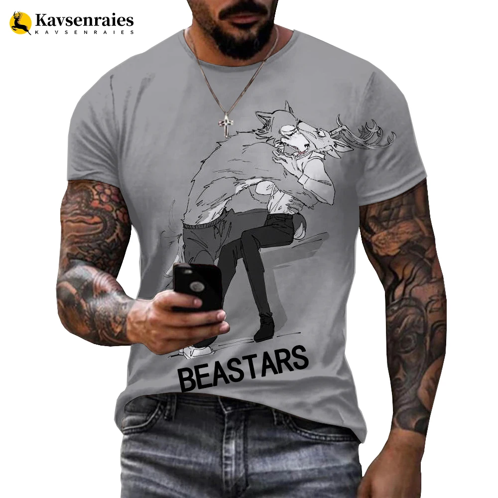 

BEASTARS мультфильм аниме серая Футболка Пуловер Волк Олень 3D печать животных футболки топы свитшоты для мужчин/женщин Харадзюку оверсайз футболка