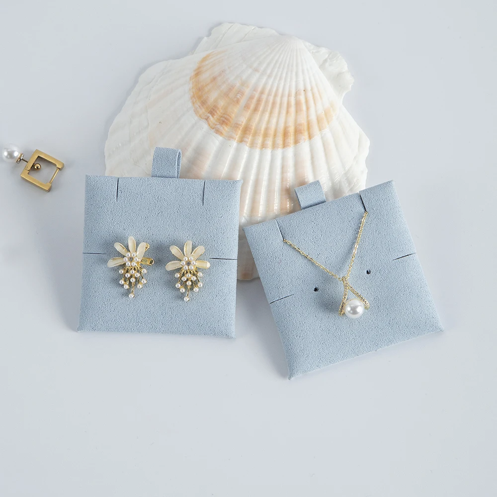 Droppshiping Earring Necklaces Display Cards for Jewelry Boxed and Packaging Microfiber Hang Tag Card Ear Studs Paper Card 6x6cm