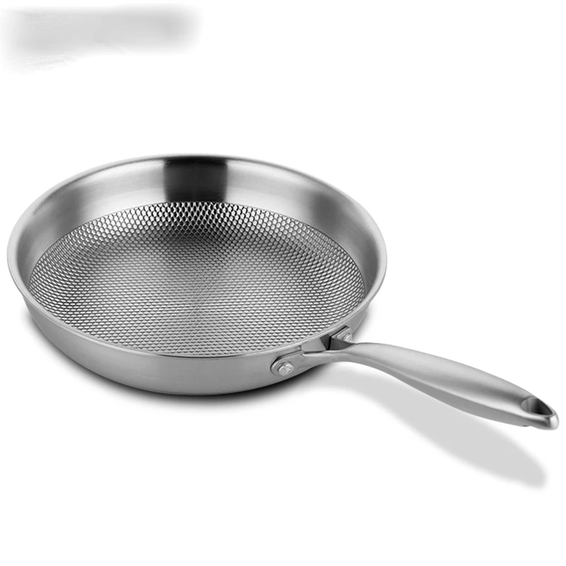 

Stainless Steel Frying Pan Five-layer Pans Dot Texture Uncoated Pan Induction Compatible 28cm Kitchen Cookware