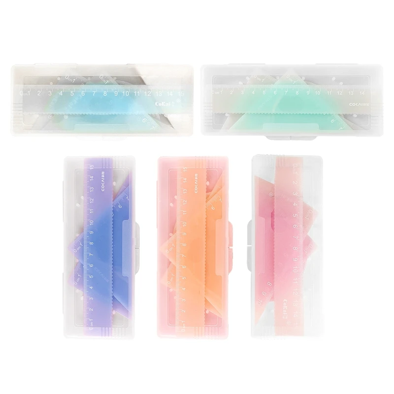 

HXBE Student Ruler Set 15cm Ruler Triangle Rulers Protractor Math Measuring Tool 4X