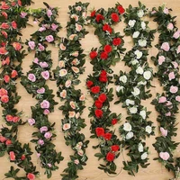 artificial flower rose flowers rattan fake plants leaves garland for wedding home hotel garden arch decoration rattan