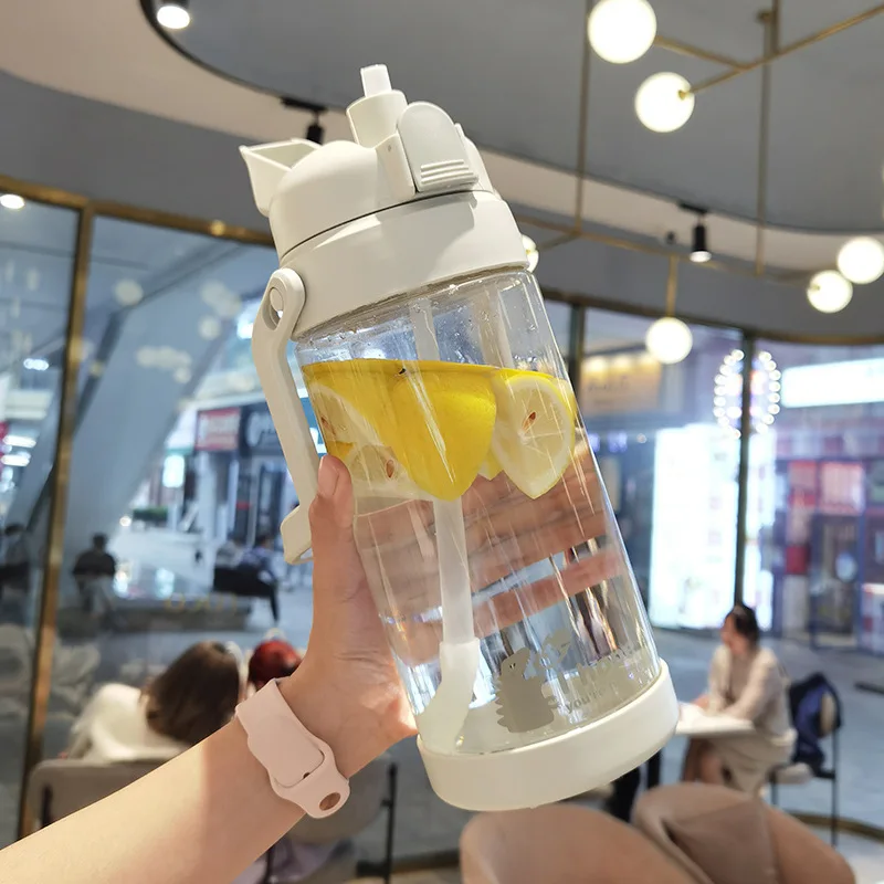 

Портативная дорожная бутылка для воды, 2000 мл, 2 литра, с соломинкой и крышкой