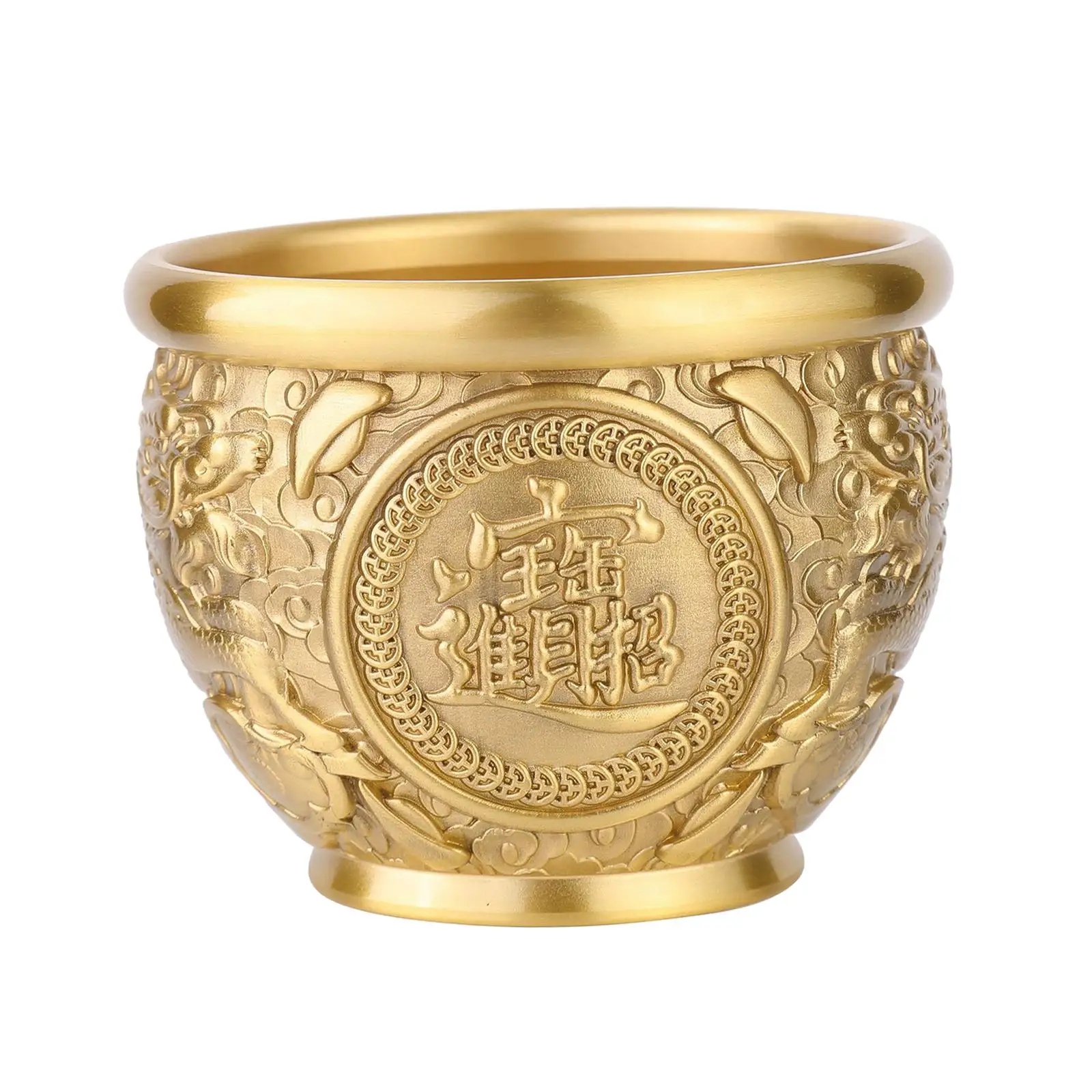 

Small Brass Feng Shui Bowl Decorative Cornucopia Folk Statue Sculpture Handicraft for Good Luck Living Room Desktop Cabinet
