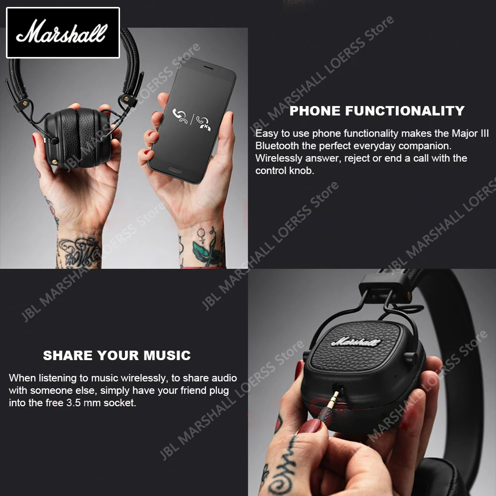 Беспроводные Bluetooth-наушники Marshall MAJOR III оригинальная Складная спортивная